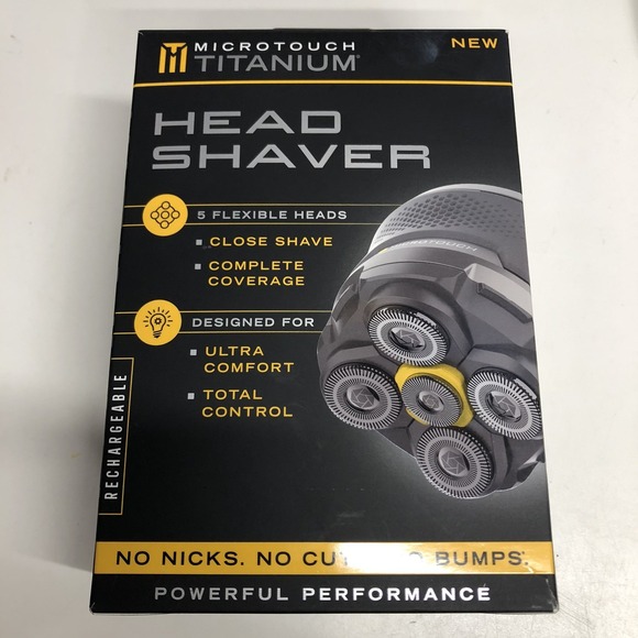 Microtouch Titanium Rechargeable Men's‎ Head Shaver - Black -NEW OPEN BOX!!! - Picture 1 of 5